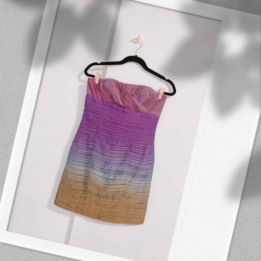 ✨ SOLD-OUT ✨ ALICE + OLIVIA - Strapless silk mini dress - Purple ombre